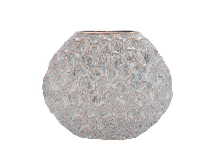 Inga Jada Grey Oval Vase Active Glaze Structure 24x10x20cm