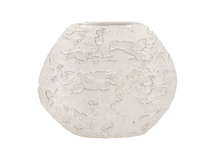 <h4>Mika Nordic White Vase Oval Structure 34x14x27cm</h4>