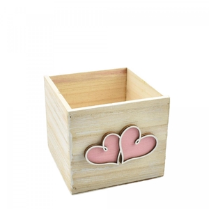 Valentine Wood heart pot d13.5*12cm