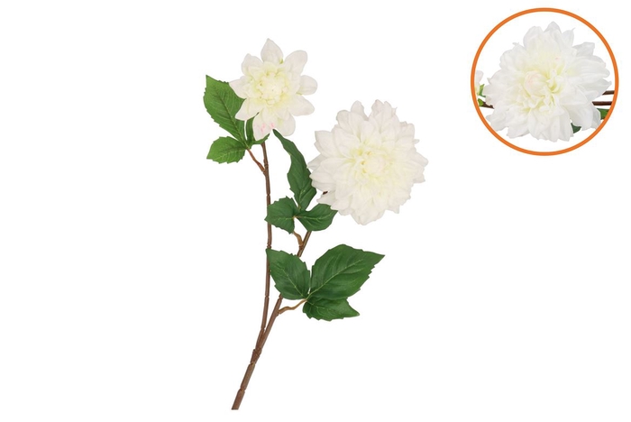 Silk Dahlia 2x White Real Touch 60cm Nm