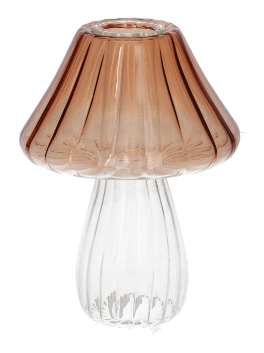 DF02-730300500 - Candle holder Amanita d3.4/10xh13 brown/clear