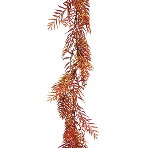SILK FLOWERS - FERN GARLAND AUTUMN RED 180CM