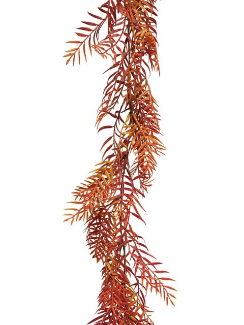 SILK FLOWERS - FERN GARLAND AUTUMN RED 180CM