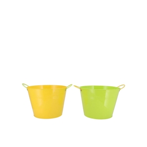 Zinc Basic Yellow/green Ears Bucket 19x16cm Nm