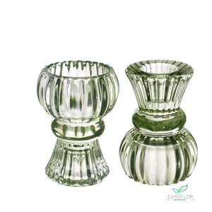DUO CANDLE HOLDER NORA D6 X H.8 CM SOFT GREEN