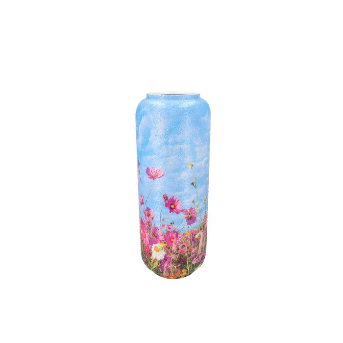 <h4>April Flower Blue Vase Cilinder Iron 19x19x42cm</h4>
