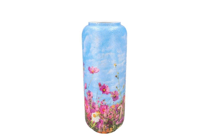 <h4>April Flower Blue Vase Cilinder Iron 19x19x42cm</h4>