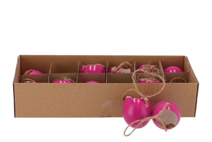 <h4>Eggs Kippen Hanger Fuchsia Per 12 5x5cm</h4>