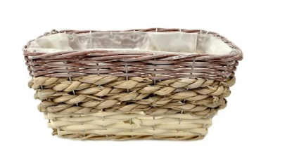 <h4>Rect. Willow Basket w/ Brown Rim D26x17 H12</h4>