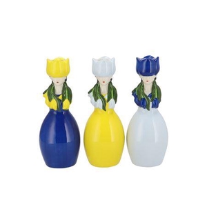 Lucy Dutch Blue/yellow Mix Vase Tulip Woman Ass 9x