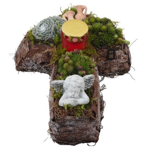 <h4>PTAH3057 Arrangement Allerheiligen in rieten kruis</h4>