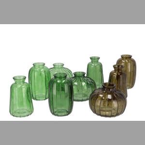 Dayah Green Mix Glass Bottle Set 3 7x11cm