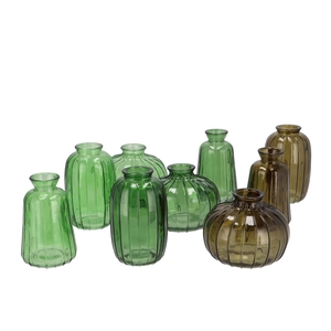 Dayah Green Mix Glass Bottle Set 3 7x11cm