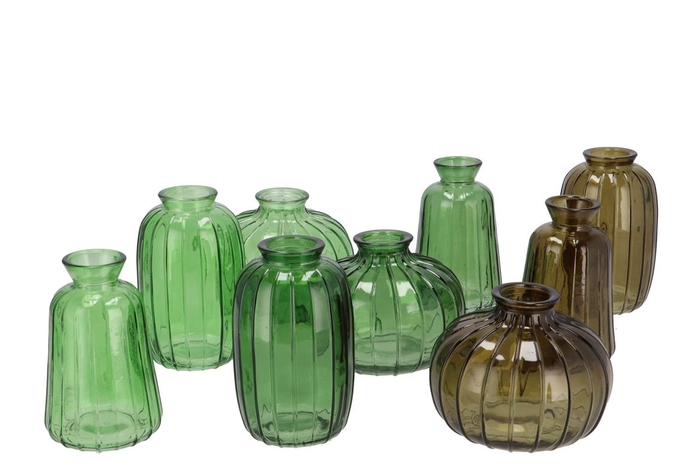 <h4>Dayah Green Mix Glass Bottle Set 3 7x11cm</h4>