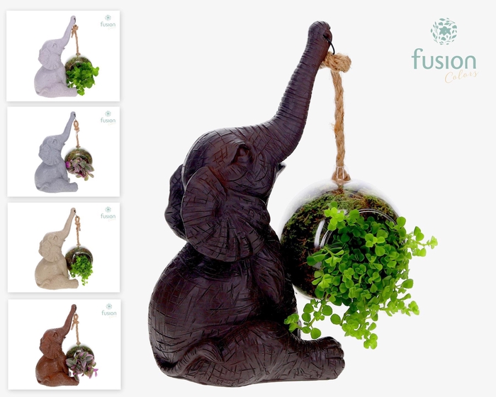 <h4>Dieren Olifant Large met Mix groenen planten in glas</h4>