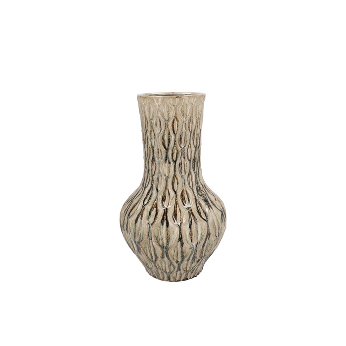 <h4>Inga Boa Green Vase Neck Active Glaze 23x23x39cm</h4>