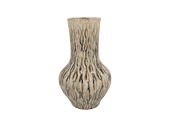 <h4>Inga Boa Green Vase Neck Active Glaze 23x23x39cm</h4>