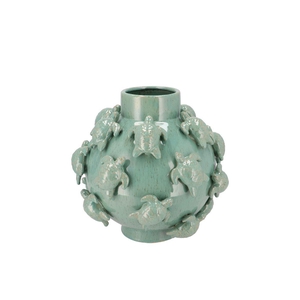 Pearl Sea Green Vase Turtle 29x29x27cm Nm