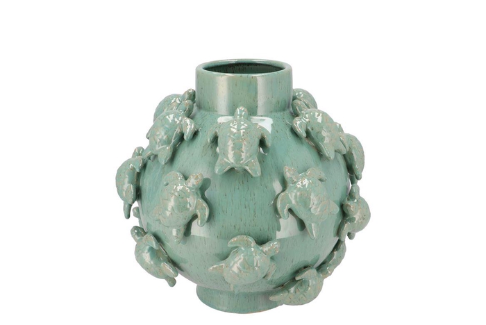 <h4>Pearl Sea Green Vase Turtle 29x29x27cm Nm</h4>