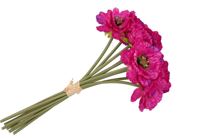Silk Poppy Bouquet Purple 9x 33cm