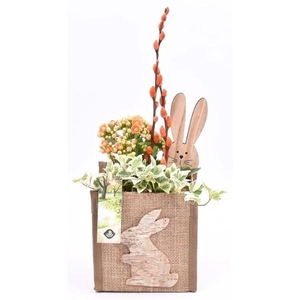 Jutezak met paasdecor13x11cm