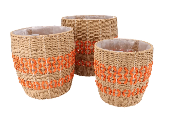 Gaby Orange Pot S/3 37x38/32x34/27x28cm Nm