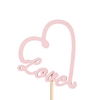 Pick heart Juliet wood 7x8cm+50cm stick pink