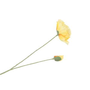 Silk Poppy 2x Yellow 70cm