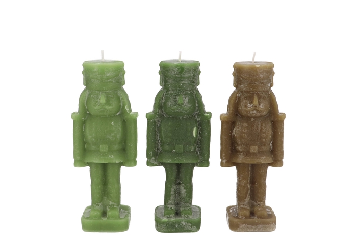 Frosty Nutcracker Green Mix Candle 4x4x12cm