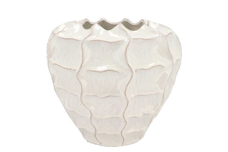 <h4>Lima White Vase Carve 30x30x28cm</h4>