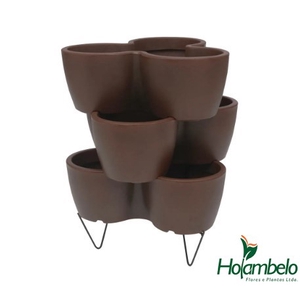 KIT 3 HORTA VERTICAL 44 X 16 CM COM SUPORTE GRANITO AREIA