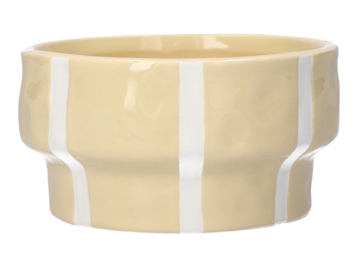 <h4>DF03-710163800 - Planter Ariona d14xh7.5 cream+white stripes</h4>