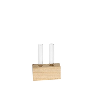 Houten standaard Oyama 8,2x2,8xH4,5cm glas x2 FSC