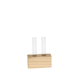 Houten standaard Oyama 8.2x2.8xH4.5cm glas x2 FSC