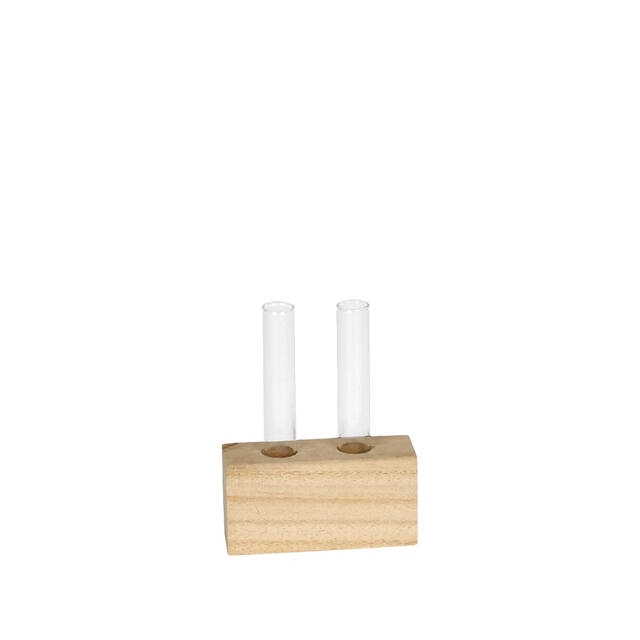 <h4>Houten standaard Oyama 8.2x2.8xH4.5cm glas x2 FSC</h4>