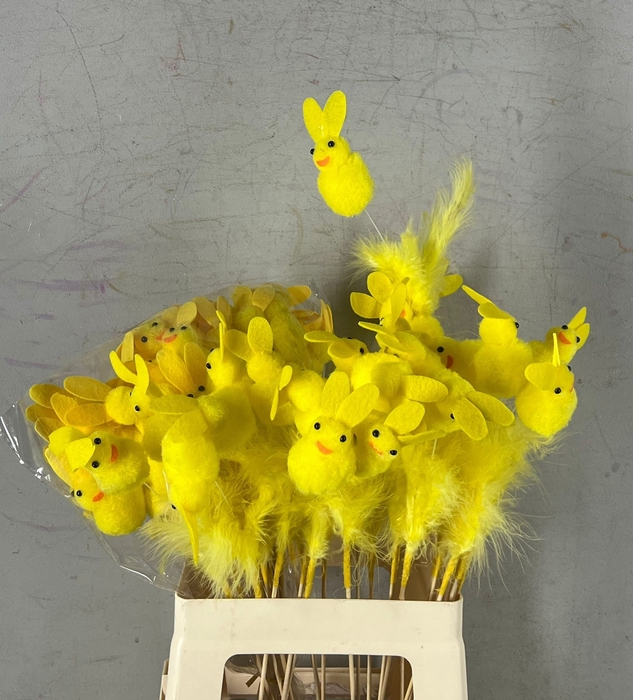 <h4>Stick Rabbit+Feather Yellow</h4>