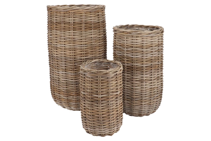 <h4>Rattan Ivy Cauldron High Natural Set 3 25x43/35x60/44x75cm</h4>