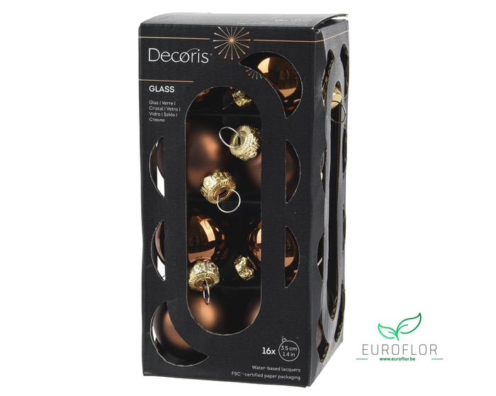 KERSTBAL GLASS 35MM 16PCS ESPRESSO