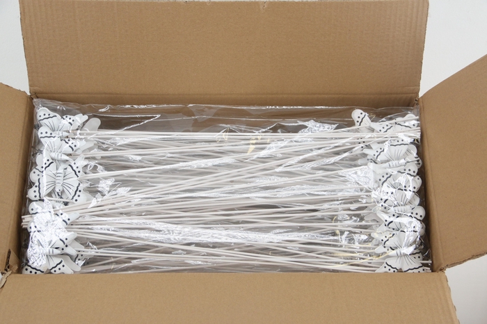 <h4>Stick butterfly wood 7x8cm+50cm stick white</h4>