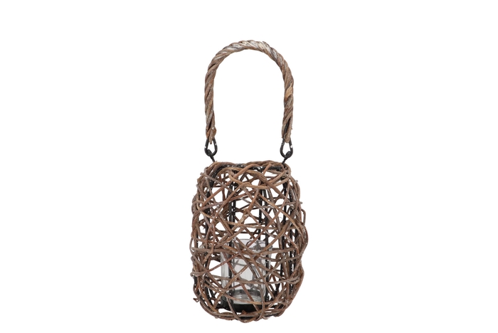 Lantern Masa Natural Vine Wood Round 16x22cm