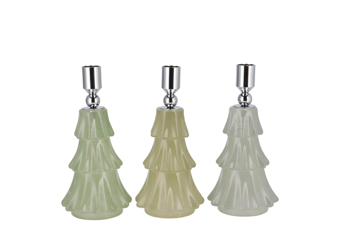 Jazz Nordic Green Candle Holder X-mas Tree Ass 9x16cm Nm