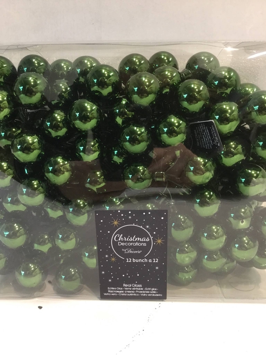 KERSTBAL GLASS 25MM ON WIRE 144PCS PINE GREEN