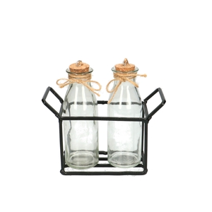 Glass Rack metal+2bottle 17*7*17cm