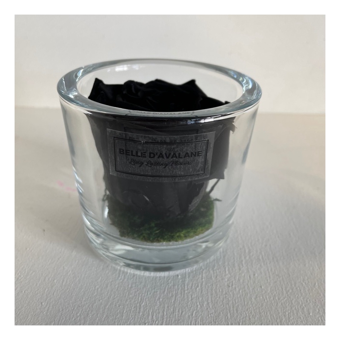 <h4>Cilinder d9x8h zwarte roos glas</h4>
