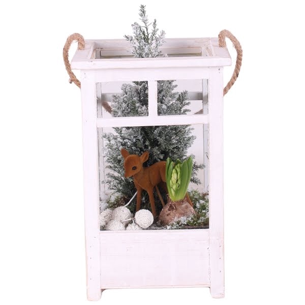 <h4>Christmas Arr.Outdoor Wooden Lantern pot White mix/3 ø19cm 2PP</h4>