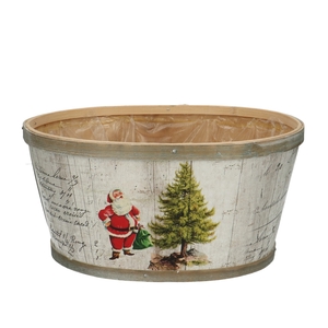 Kerst Hout Santa bak 22*18*11cm