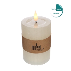 Candle LED cylind.rib d07*10cm ex.AAA