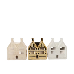 Jolie Cozy Gold Houses T-light Ass 18x9x21cm