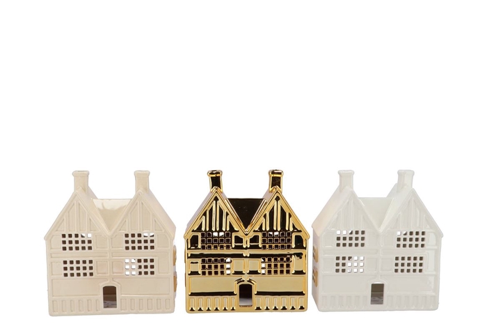 <h4>Jolie Cozy Gold Houses T-light Ass 18x9x21cm</h4>