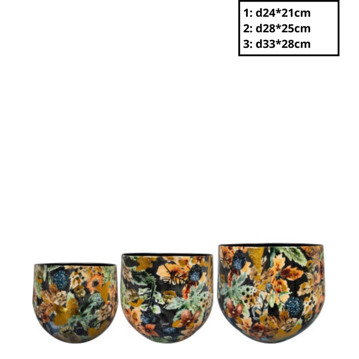 Metaal Berry pot S/3 d33*28cm